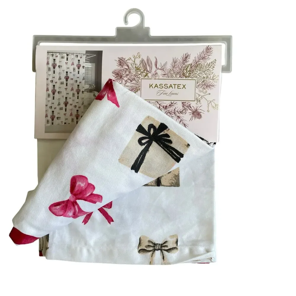Kassatex Christmas Presents & Bows Holiday Shower Curtain 72x72 New